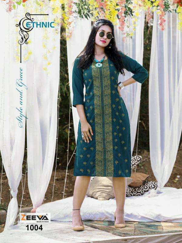 Zeeva Ethnic Rayon Slub Designer Kurti Collection